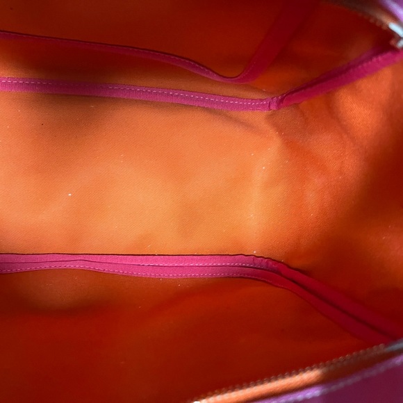 Coach Hamptons Pink Canvas & Orange-Red Leather Tote Bag - Picture 12 of 16